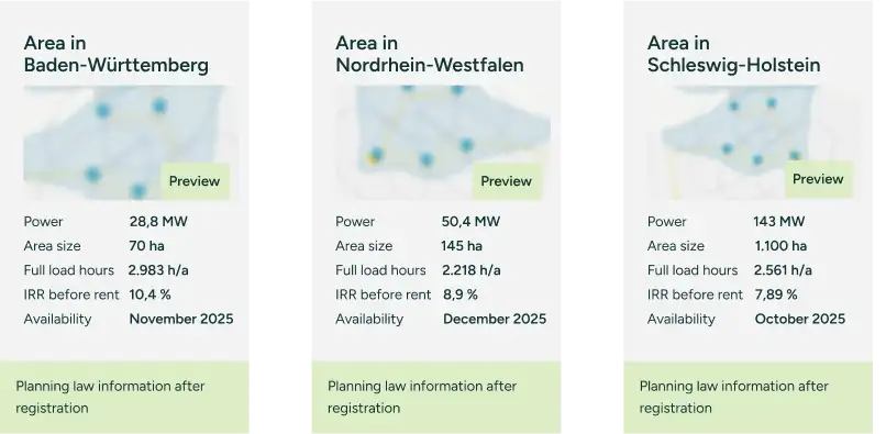 Auction and Bids Caeli Marketplace datasheet with analysis overview of wind power locations.