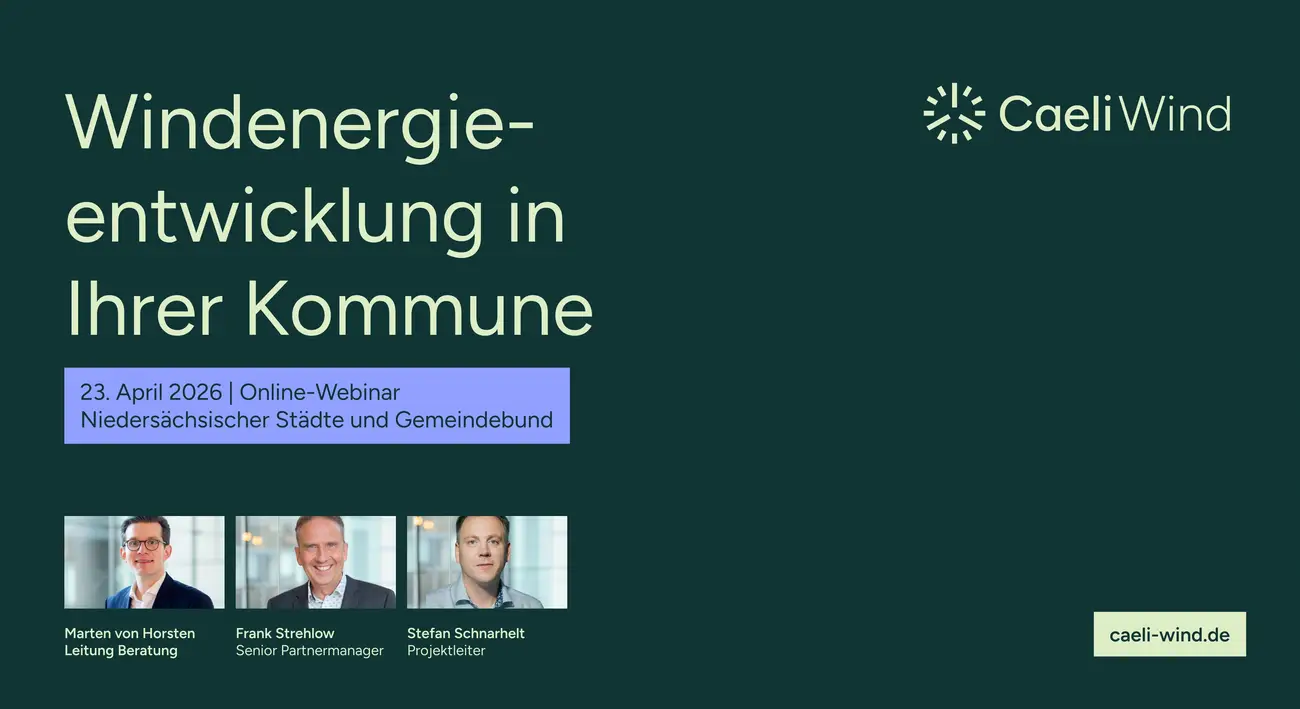 Caeli Wind Webinar mit dem Niedersächsischen Städte- und Gemeindebund zur Windentwicklung in Kommunen.